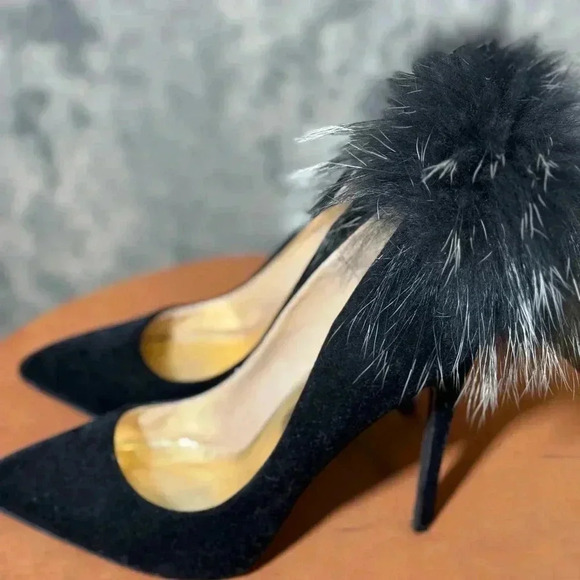 Black velvet heels size 10 - Picture 3 of 6